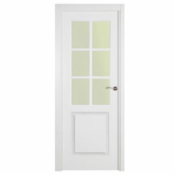 Puertas Hoja Maciza en DM Puerta Clásica Recta Blanca 6 Vidrios